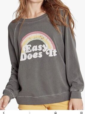 Wildfox Charcoal Sweatshirt with Pink & Yellow Rainbow Graphic
